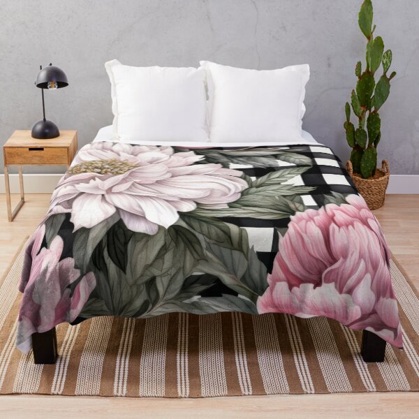 Item preview, Plaid Pink Peony Flowers designed and sold by WatercolorLane.