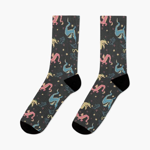 Item preview, Dragon Tails – Mystical Sky Dragon Pattern Black designed and sold by Aysa Designs.