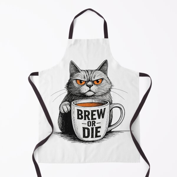Item preview, Grumpy Coffee Cat Mug with "Brew or Die" Attitude designed and sold by SanityOverboard.