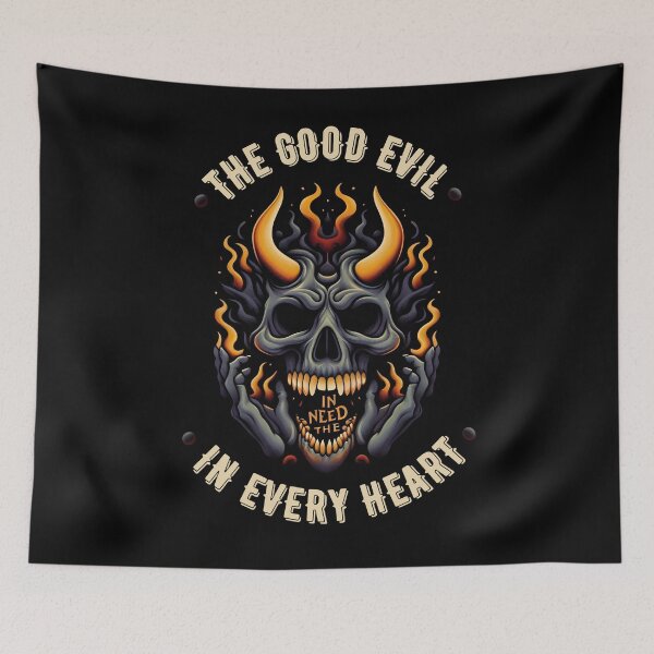 Item preview, Gothic Skull Horns Fiery Struggle designed and sold by Voodoo Store Paranormal Collections.
