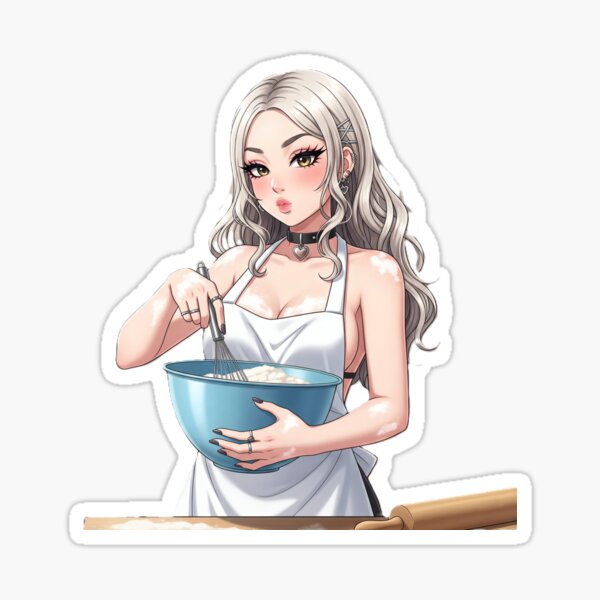 Item preview, Gyaru Waifu dans la cuisine préparant un délicieux repas designed and sold by GerwantSHOP.