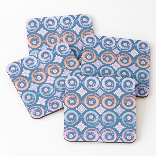 Item preview, Spiralizards in muted colours on teal designed and sold by QuirkyCraftz.