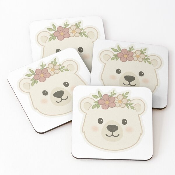 Item preview, Polar Bear Cute Flower Crown Animal Nature Floral Wildlife Arctic Winter White Animals Snow designed and sold by SamiraArts.