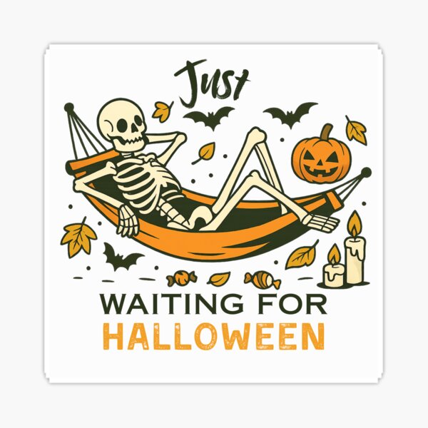 Item preview, Chilling Skeleton Waiting for Halloween Funny Summerween Vibes designed and sold by Kubzaa.