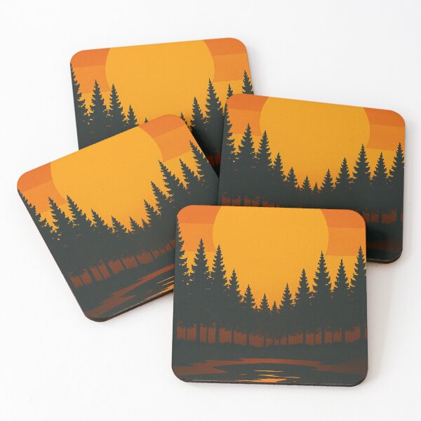 Item preview, Retro Forrest Lake Landscape designed and sold by WauWPrints.