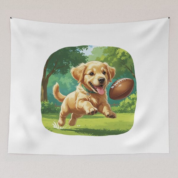 Item preview, Joyful Pup Chasing Ball in the Meadow designed and sold by smitke.