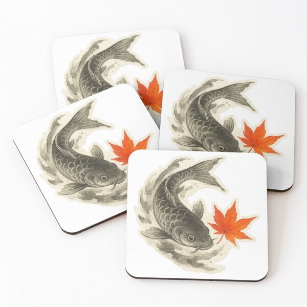 Item preview, Koi fish and Maple designed and sold by InkSumieAtelier.