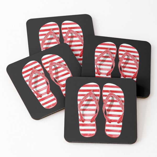 Item preview, Red and white striped Flip Flops  designed and sold by StudioRedKoala.