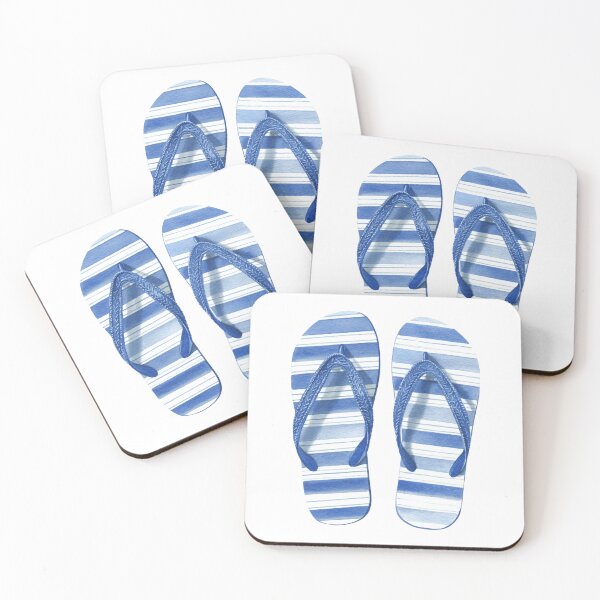 Item preview, Blue and white striped Flip Flops  designed and sold by StudioRedKoala.