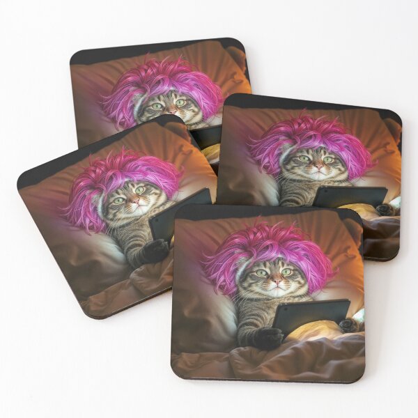 Item preview, Gen Z Cat Staring At a Tablet In Bed designed and sold by Maria Dryfhout.