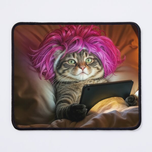 Item preview, Gen Z Cat Staring At a Tablet In Bed designed and sold by Maria Dryfhout.
