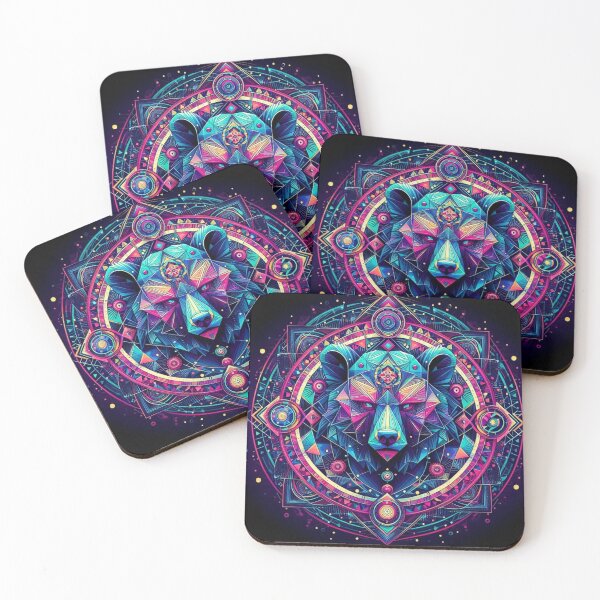 Item preview, Colorful geometric decorative mystic bear designed and sold by Dogandesighn.