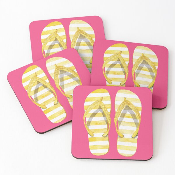 Item preview, Yellow and white striped Flip Flops designed and sold by StudioRedKoala.