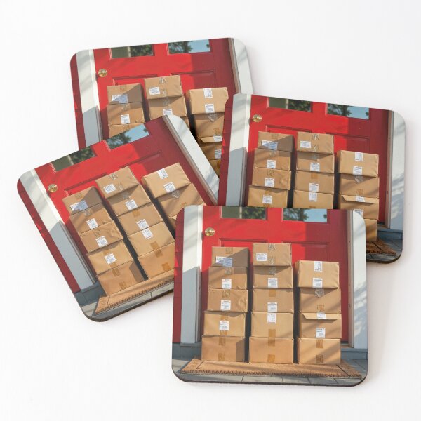 Item preview, Cardboard Boxes Stacked In Front of a Red Door designed and sold by Maria Dryfhout.
