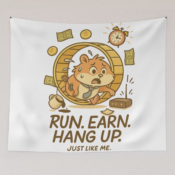 Item preview, Hamster in the wheel of capitalism – Ironic phrase with adorable humor designed and sold by Arteola Studio.