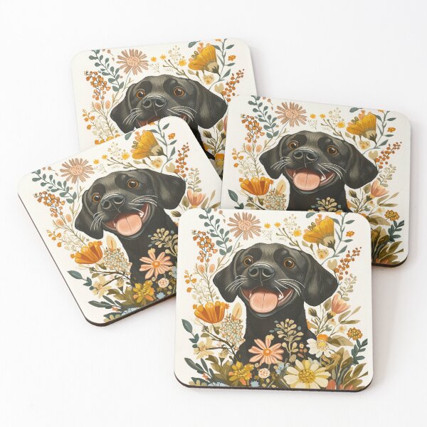 Artikelvorschau, Schwarzes Labrador-Gesicht mit Blumen entworfen und verkauft von xiao xuans.