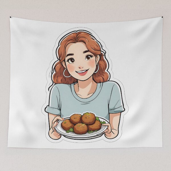 Item preview,  Illustration of a young woman with falafels designed and sold by simaso.