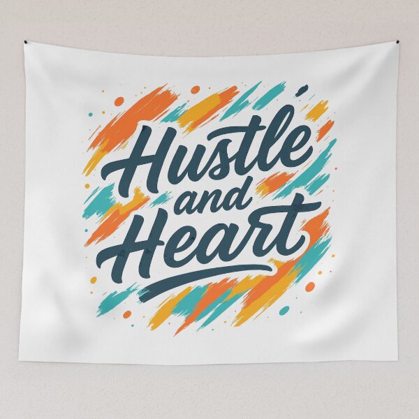 Item preview, Vibrant Hustle and Heart Motivational Graphic designed and sold by ThreadQuirk.