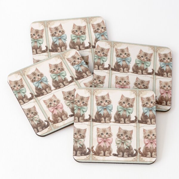 Item preview, Adorable Vintage Kittens with Bows – Sticker Pack - 4 designed and sold by ArtivaNest.