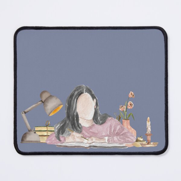 Item preview, Late Night Writing Girl – Warm Desk Aesthetic Watercolor designed and sold by Softglow-Studio.