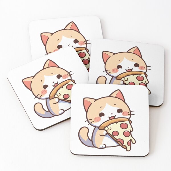 Item preview, Adorable cat eating a slice of pizza with cheese designed and sold by JonysCreativeDesigns.
