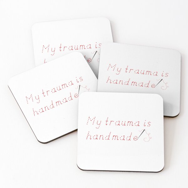 Item preview, Handmade Pain – Red Thread Mental Health Typography Design designed and sold by TheBlankFrameCollection.
