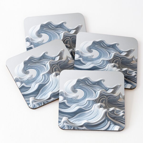 Item preview, Aesthetic Blue Grey Creamy Textured Waves Design with foamy accents designed and sold by greenflashwear.