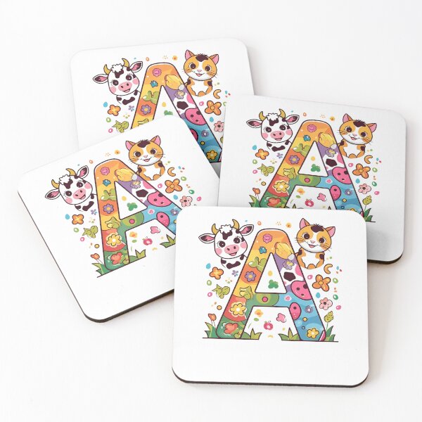 Item preview, Cute Cow and Cat with Letter A – Fun Animal Alphabet Gift for Kids designed and sold by Lunaria Arts.