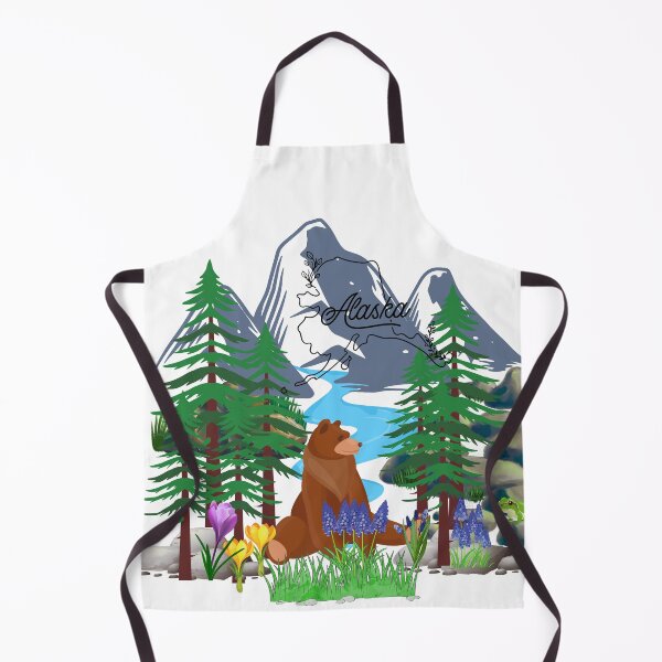 Item preview, Bear and grape hyacinths against the backdrop of mountains in Alaska designed and sold by DżodżoJoy.