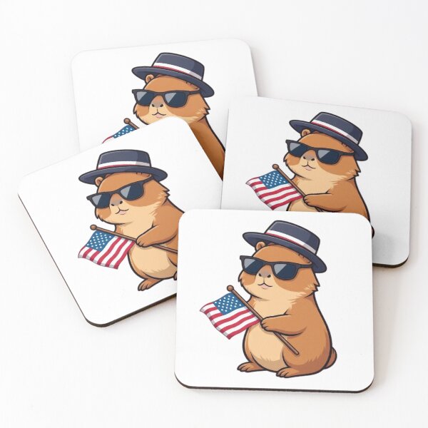 Item preview, Patriotic capybara wearing sunglasses, looking cool. designed and sold by JonysCreativeDesigns.