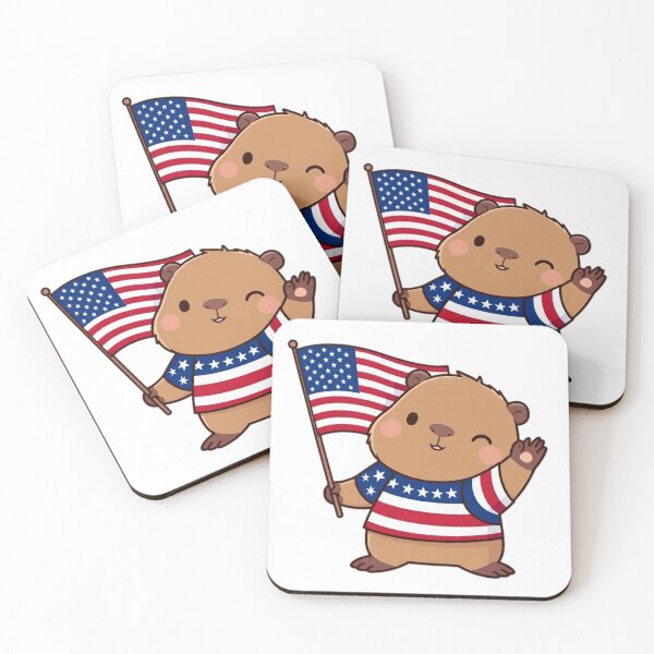 Item preview, Patriotic capybara holding an American flag with wisdom. designed and sold by JonysCreativeDesigns.