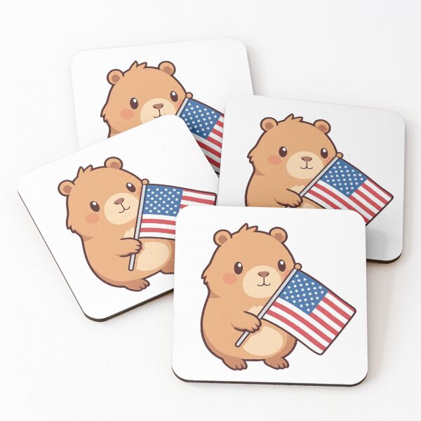 Item preview, Patriotic capybara holding an American flag designed and sold by JonysCreativeDesigns.