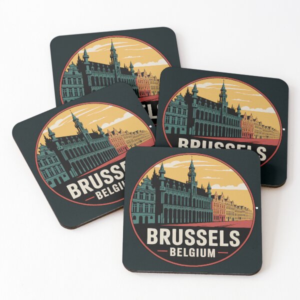 Item preview, Brussels Belgium Illustration Travel Art Badge designed and sold by KrisSidDesigns.