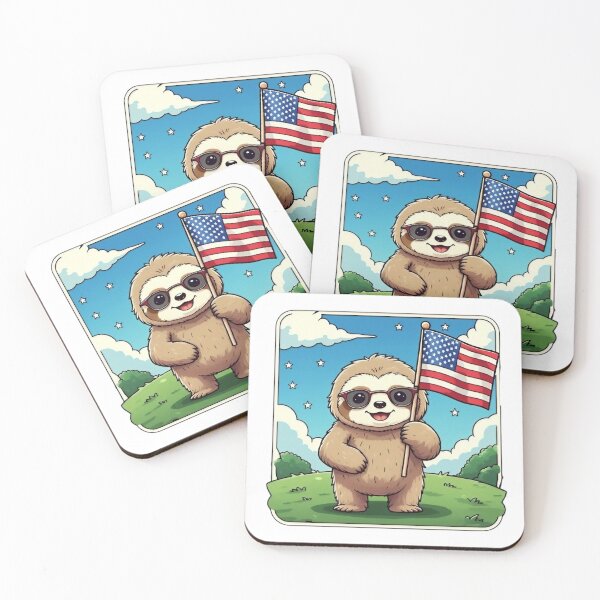 Artikelvorschau, Patriotisches Faultier mit der amerikanischen Flagge, das die Natur genießt entworfen und verkauft von JonysCreativeDesigns.