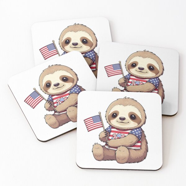 Item preview, Patriotic sloth holding the American flag with pride designed and sold by JonysCreativeDesigns.
