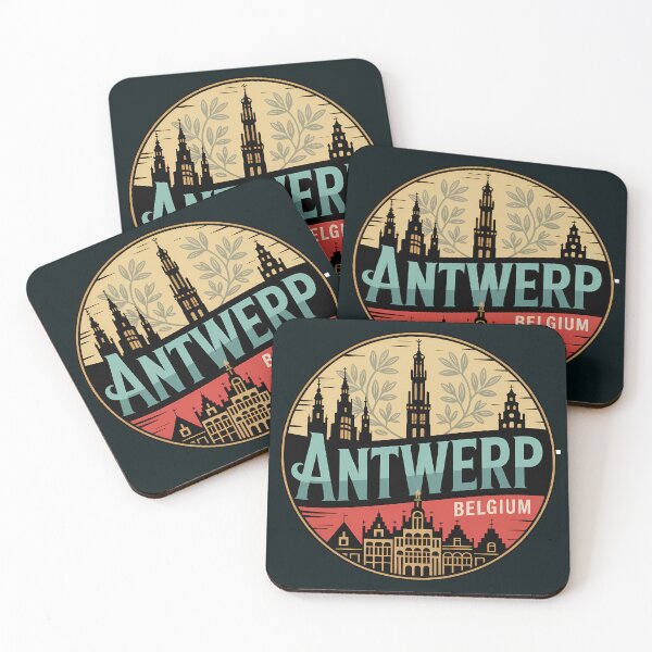 Item preview, Antwerp Belgium Illustration Travel Art Badge designed and sold by KrisSidDesigns.