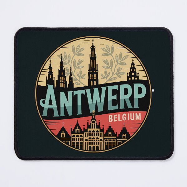 Item preview, Antwerp Belgium Illustration Travel Art Badge designed and sold by KrisSidDesigns.