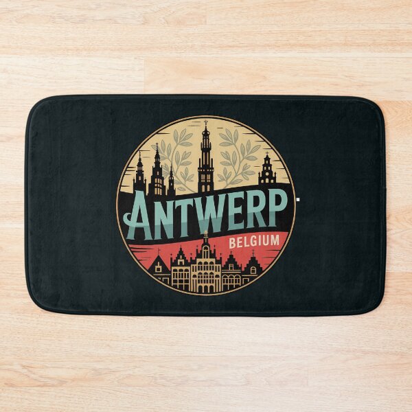 Item preview, Antwerp Belgium Illustration Travel Art Badge designed and sold by KrisSidDesigns.