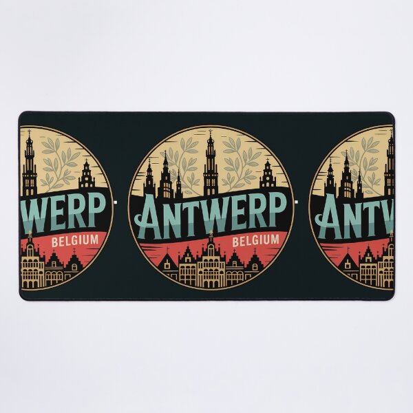 Item preview, Antwerp Belgium Illustration Travel Art Badge designed and sold by KrisSidDesigns.