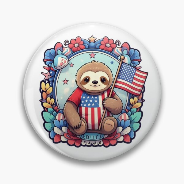Item preview, Patriotic sloth enjoying the American flag designed and sold by JonysCreativeDesigns.