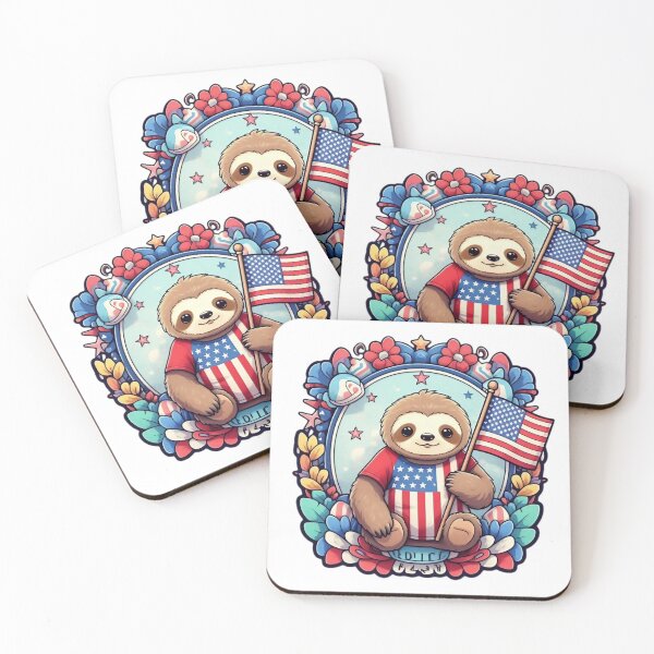Item preview, Patriotic sloth enjoying the American flag designed and sold by JonysCreativeDesigns.