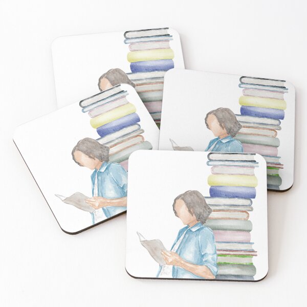 Item preview, Stack of Books & Reading Man – Watercolor Study Vibe designed and sold by Softglow-Studio.