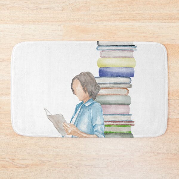 Item preview, Stack of Books & Reading Man – Watercolor Study Vibe designed and sold by Softglow-Studio.