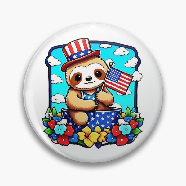 Item preview, Patriotic sloth holding the American flag designed and sold by JonysCreativeDesigns.