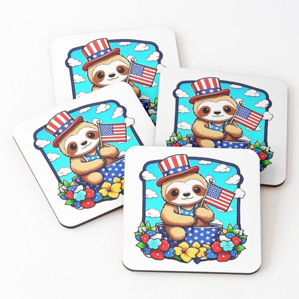 Item preview, Patriotic sloth holding the American flag designed and sold by JonysCreativeDesigns.