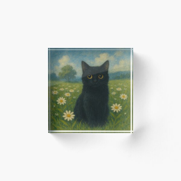 Item preview, Dark Cat in the Meadow designed and sold by ArtByAlgorithms.