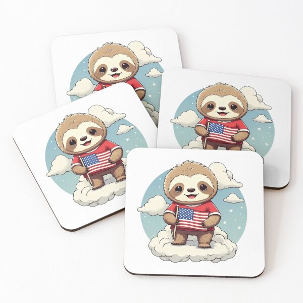 Item preview, Patriotic sloth with the American flag designed and sold by JonysCreativeDesigns.