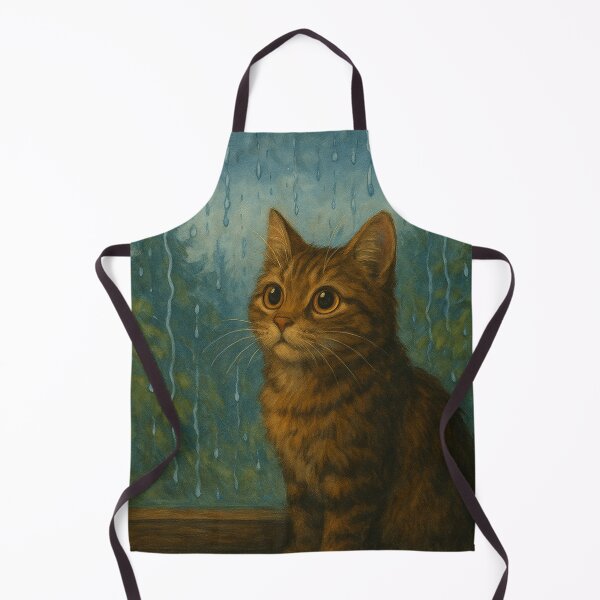 Aperçu de l'œuvre Chat rayé près de la fenêtre pluvieuse créée et vendue par ArtByAlgorithms.