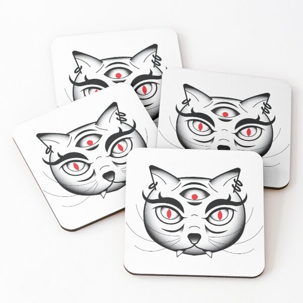 Item preview, Three-eyed bakeneko japanese monster cat designed and sold by Noha Applied- Arts.