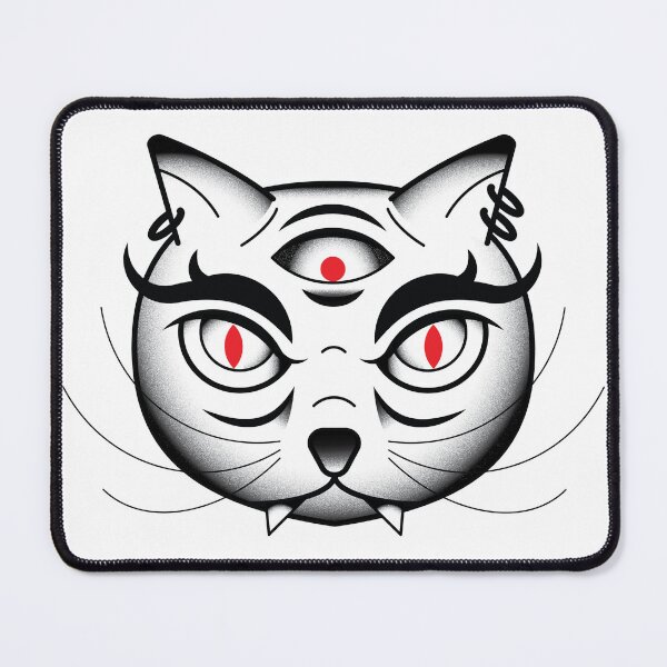 Item preview, Three-eyed bakeneko japanese monster cat designed and sold by Noha Applied- Arts.
